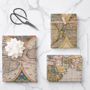 Antique Map Heavy Weight Decoupage Wrapping Paper 