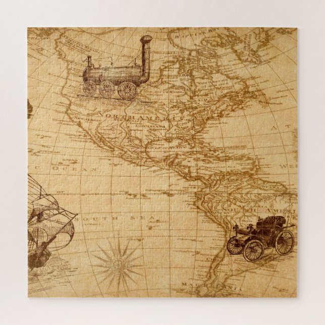 Antique map jigsaw puzzle (Vertical)