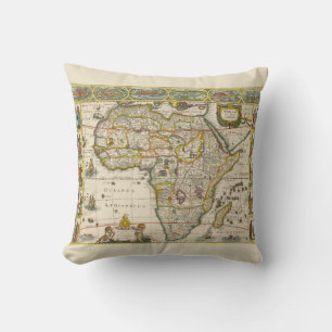 Antique Map of Africa by Hondius and Jansson Cushion