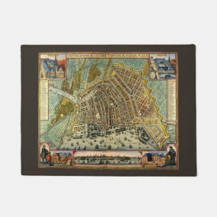 Antique Map of Amsterdam, Holland aka Netherlands Doormat
