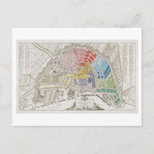 Antique Map of Amsterdam Postcard
