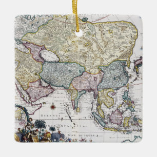 Antique Map of Asia 1696 Ceramic Ornament