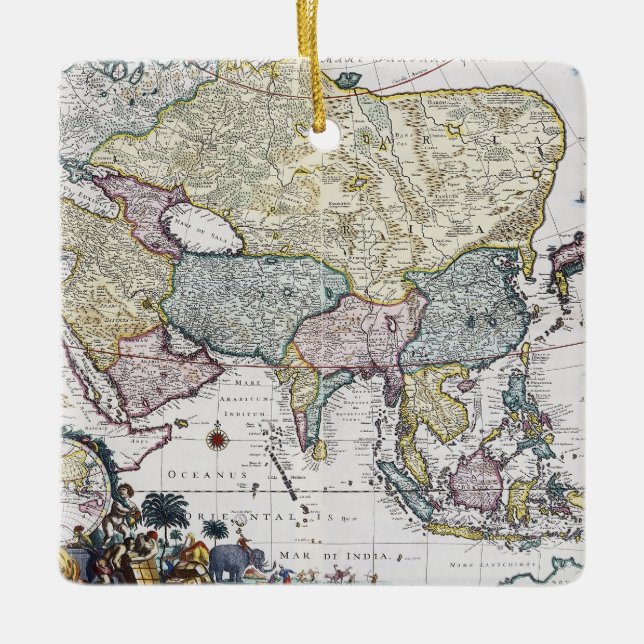 Antique Map of Asia | 1696 Ceramic Ornament (Front)