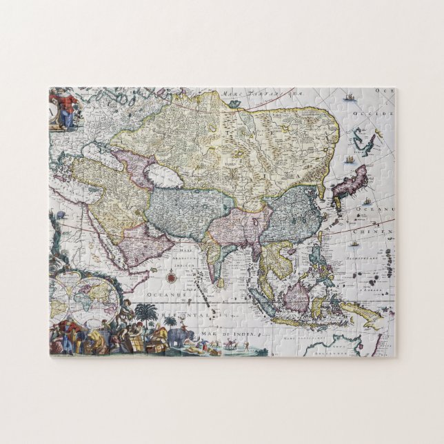 Antique Map of Asia | 1696 Jigsaw Puzzle (Horizontal)
