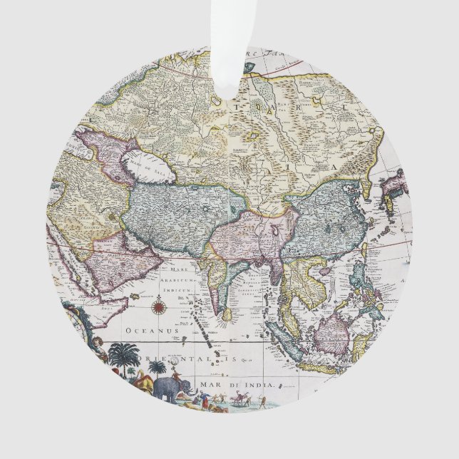 Antique Map of Asia | 1696 Ornament (Front)