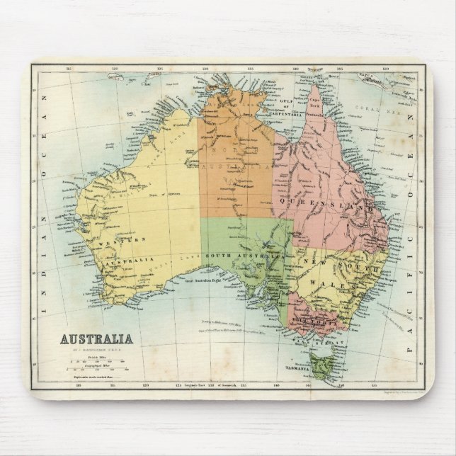 Antique map of Australia Mouse Pad (Front)