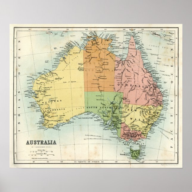 Antique map of Australia Poster (Front)