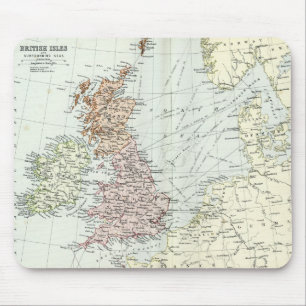 Antique map of British Isles and Surrounding Seas Mouse Pad