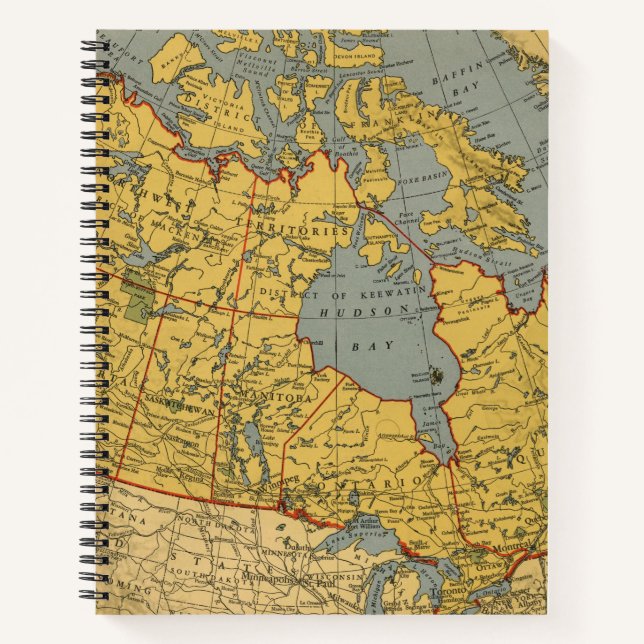 Antique Map of Canada Notebook (Front)
