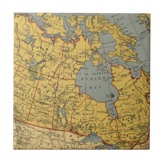 Antique Map of Canada Tile (Front)