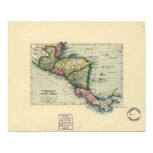Antique Map of Central America - 1902