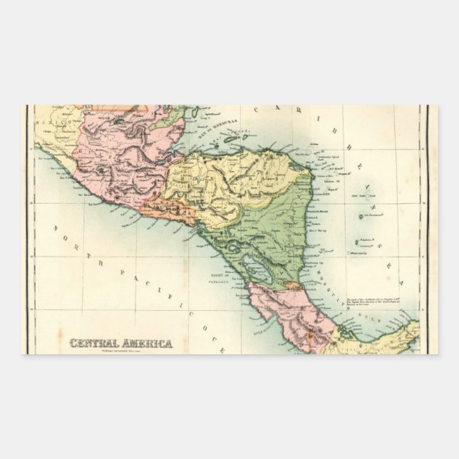 Antique map of Central America Rectangular Sticker (Front)