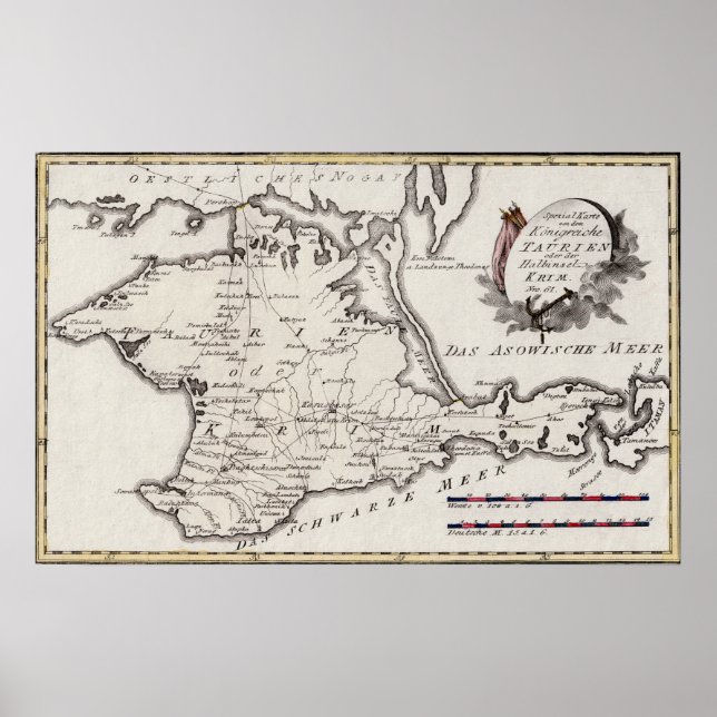Antique Map of Crimea, the Crimean Peninsula 1791 Poster (Front)