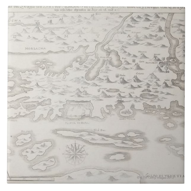 Antique Map of Croatia Tile (Front)