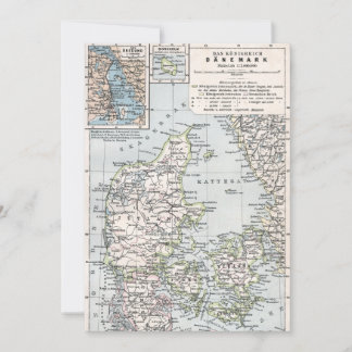 Antique Map of Denmark, Danmark in Danish, 1905