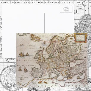 Antique Map of Europe by Willem Jansz Blaeu, c1617 Postcard