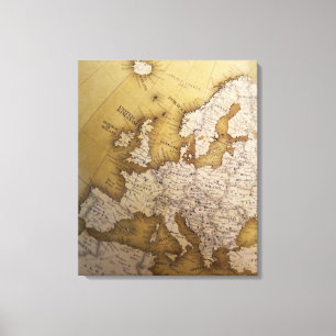 Antique map of europe. Old world. Canvas Print