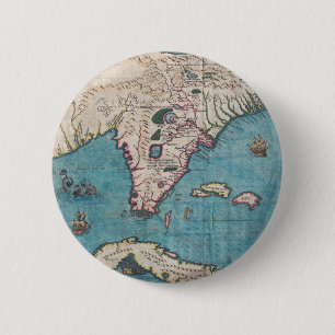 Antique Map of Florida and Cuba 6 Cm Round Badge