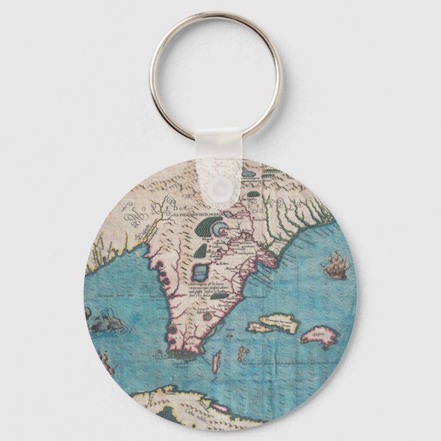 Antique Map of Florida and Cuba Key Ring (Front)