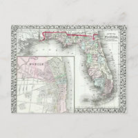 Antique Map of Florida & Mobile, Alabama
