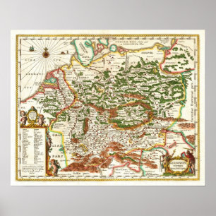 Antique Map of Germany c. 1657 Poster