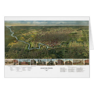 Antique Map of Houston, Texas with Buffalo River