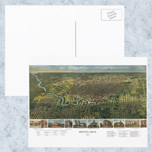 Antique Map of Houston, Texas with Buffalo River Postcard