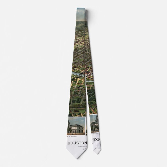 Antique Map of Houston, Texas with Buffalo River Tie (Front)