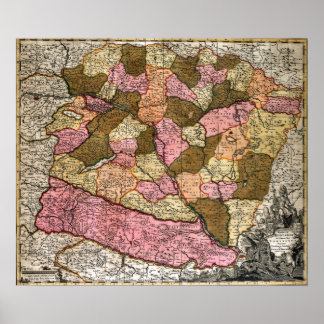 Antique Map of Hungary Poster