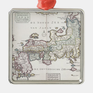 Antique Map of Japan 1769 Metal Tree Decoration