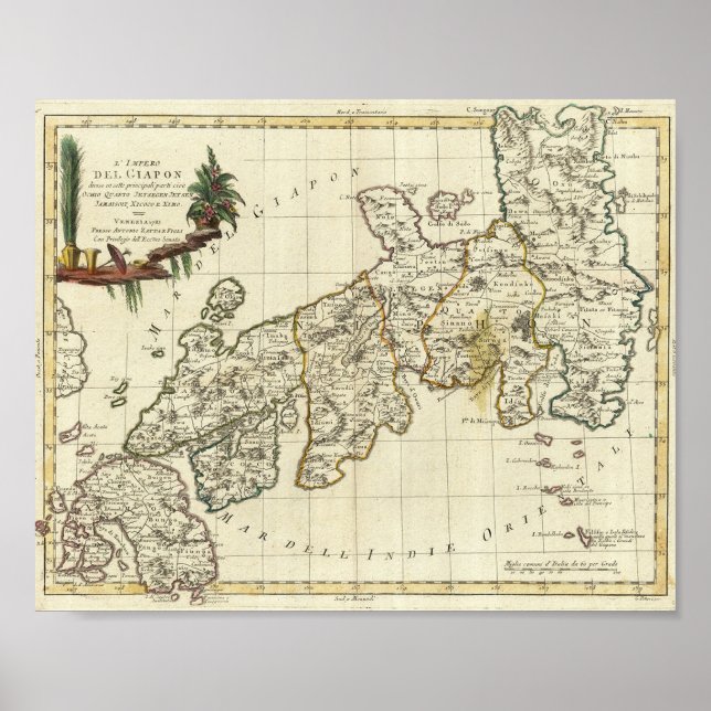 Antique Map of Japan 1785 Poster (Front)