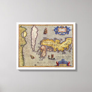 Antique Map of Japan by Mercator and Hondius Canvas Print