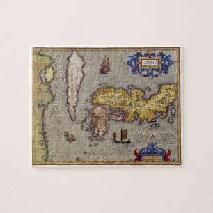 Antique Map of Japan by Mercator and Hondius Jigsaw Puzzle