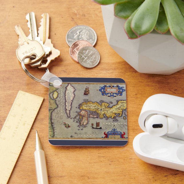 Antique Map of Japan by Mercator and Hondius Key Ring (Desk)