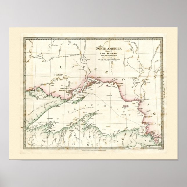 Antique map of Lake Superior Poster (Front)