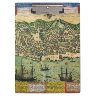 Antique Map of Lisbon, Portugal by Braun/Hogenberg Clipboard