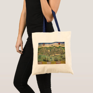 Antique Map of Lisbon, Portugal by Braun/Hogenberg Tote Bag