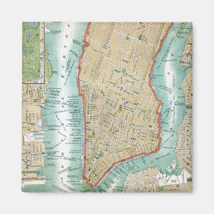 Antique Map of Lower Manhattan and Central Park Magnet