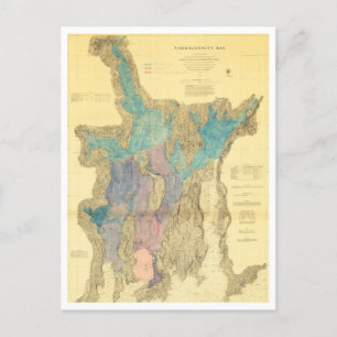 Antique Map of Narragansett Bay Rhode Island Postcard