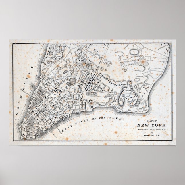 Antique Map of New York Poster (Front)