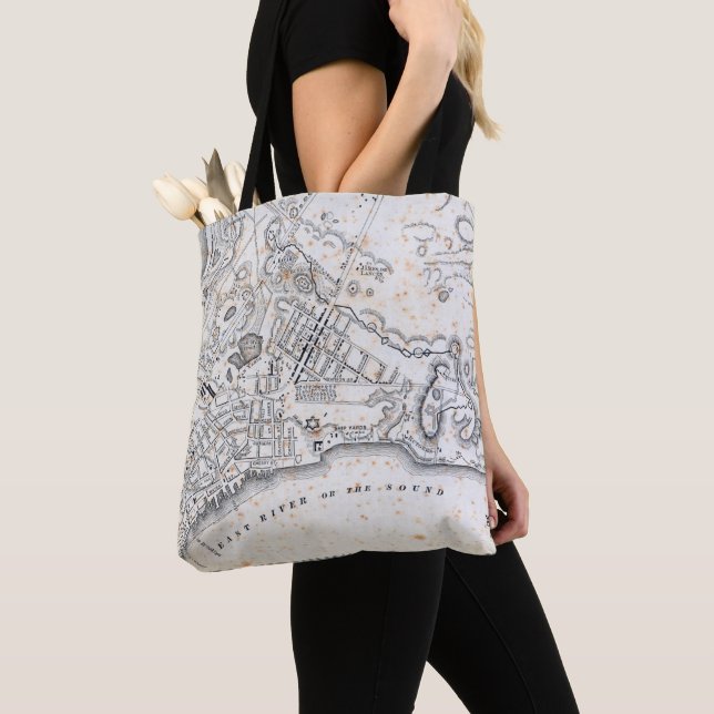 Antique Map of New York Tote Bag (Close Up)