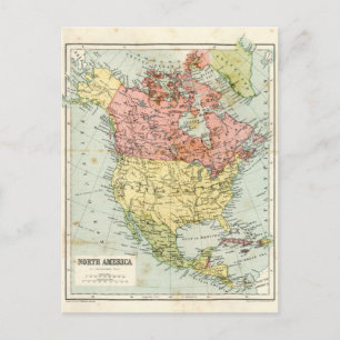 Antique map of North America Postcard