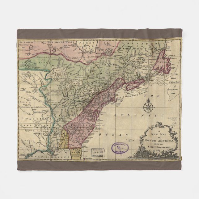Antique Map of North America, Restored, 1763 Fleece Blanket (Front (Horizontal))