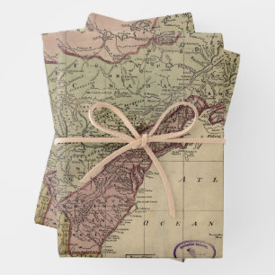 Antique Map of North America, Restored, 1763 Wrapping Paper Sheet