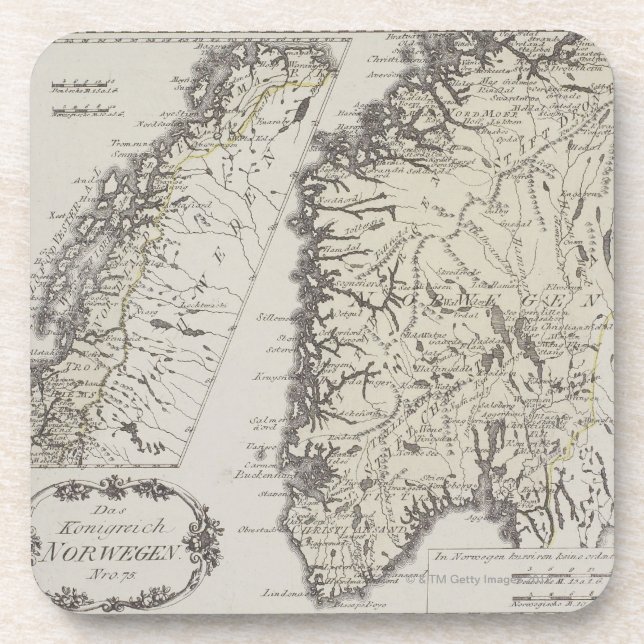 Antique Map of Norway Coaster (Front)