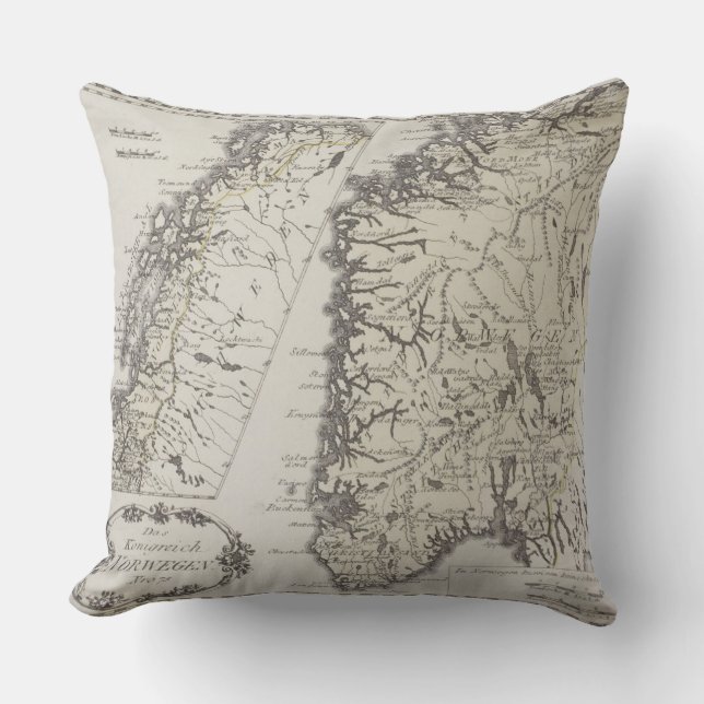 Antique Map of Norway Cushion (Front)
