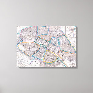 Antique Map of Paris Canvas Print