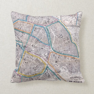 Antique Map of Paris Cushion