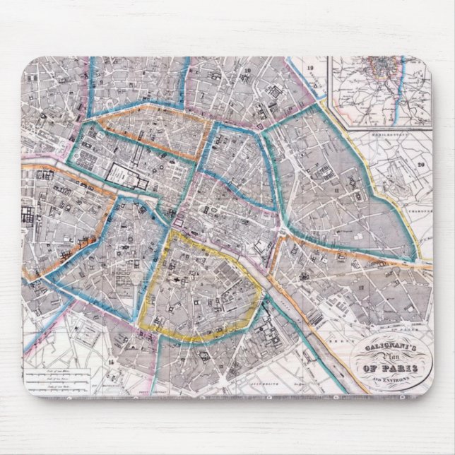 Antique Map of Paris Mouse Pad (Front)