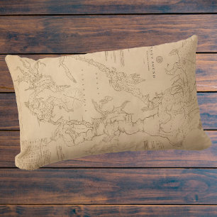 Antique map of Puget Sound Lumbar Cushion